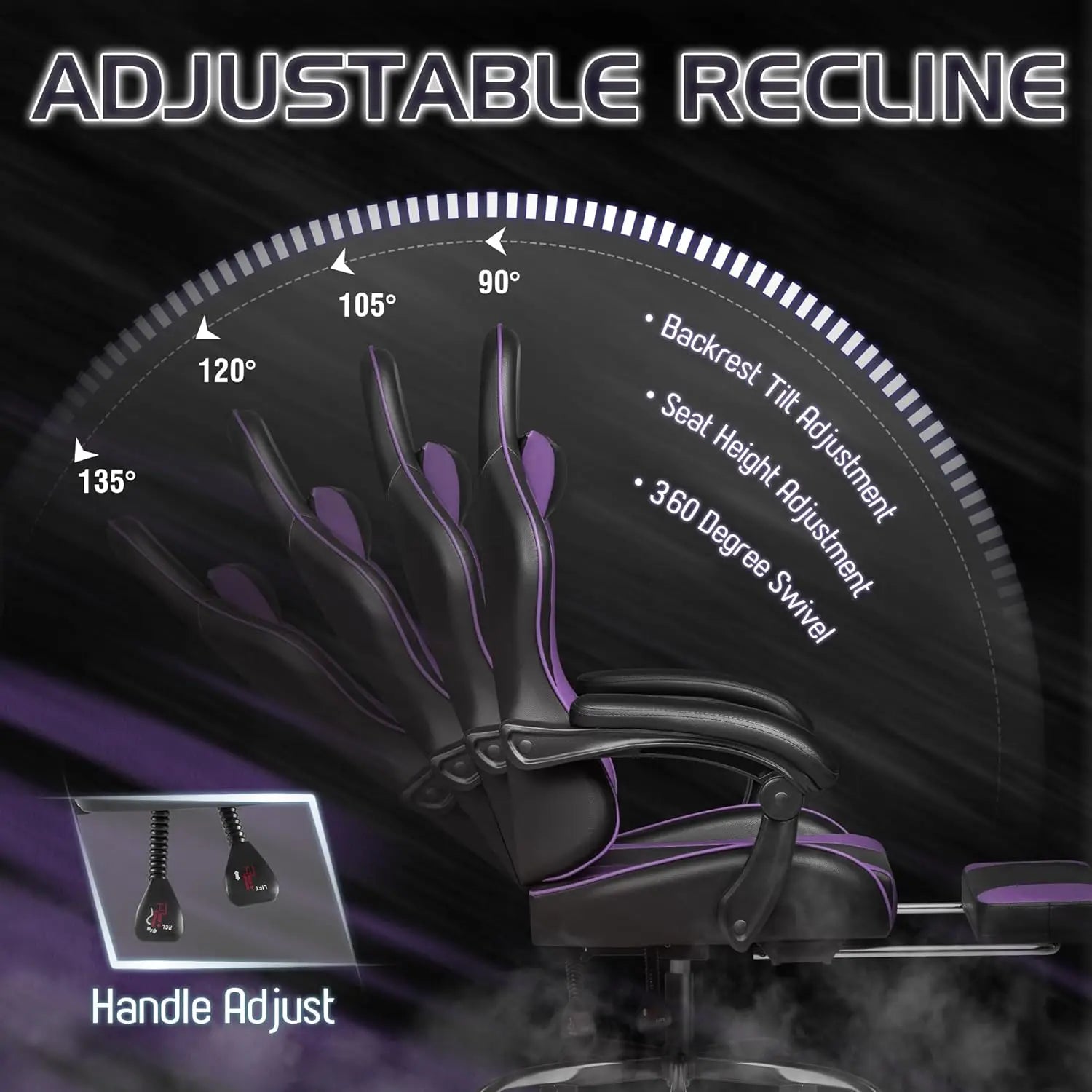 Homall Gaming Chair Video Game Chair Footrest and Massage Lumbar Support Ergonomic Computer Chair Height Adjustable Swivel Seat