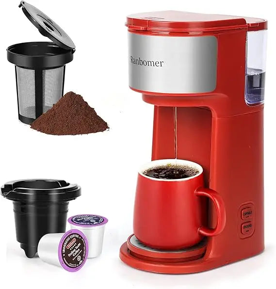 2-in-1 Single Serve Coffee Maker – K-Cup & Ground Coffee Compatible, 6–14oz Brew