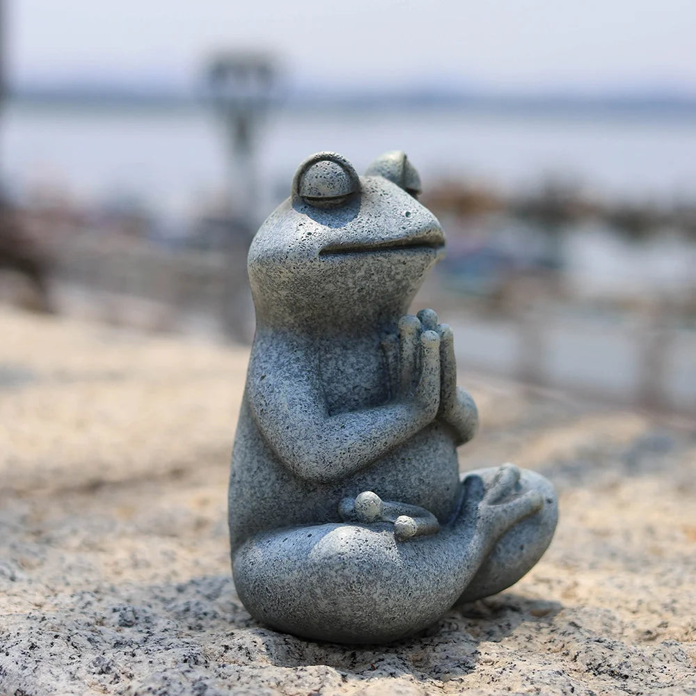 RAKKS Frog Garden Decoration Resin Animal Crafts Meditation Meditation Statues Outdoor Patio Lawn Decoration Pieces