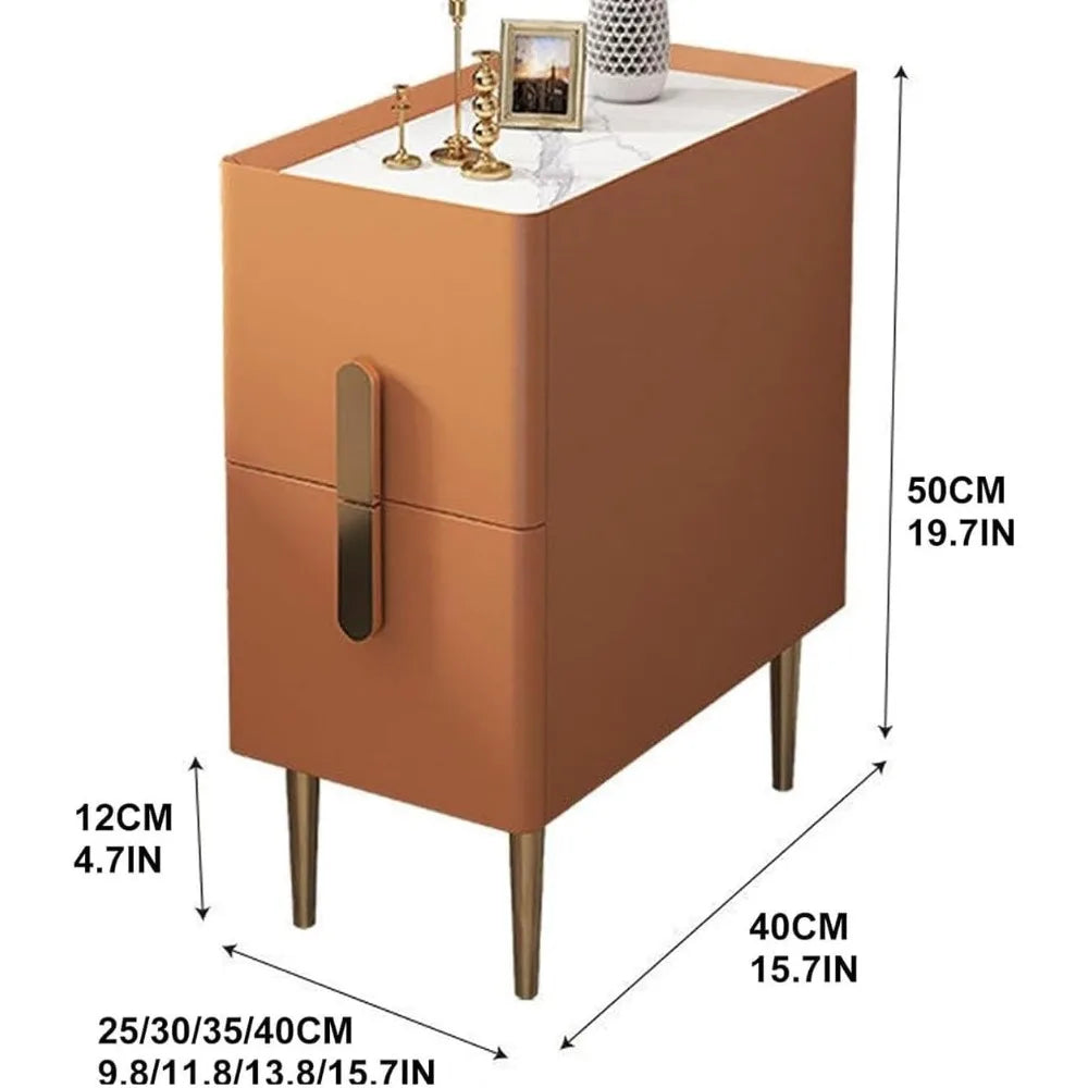 Contemporary 2-Drawer Nightstand, Compact Side Table, Elevated Coffee Table, Metal-Legged Bedside Table with Light-Tone Finish