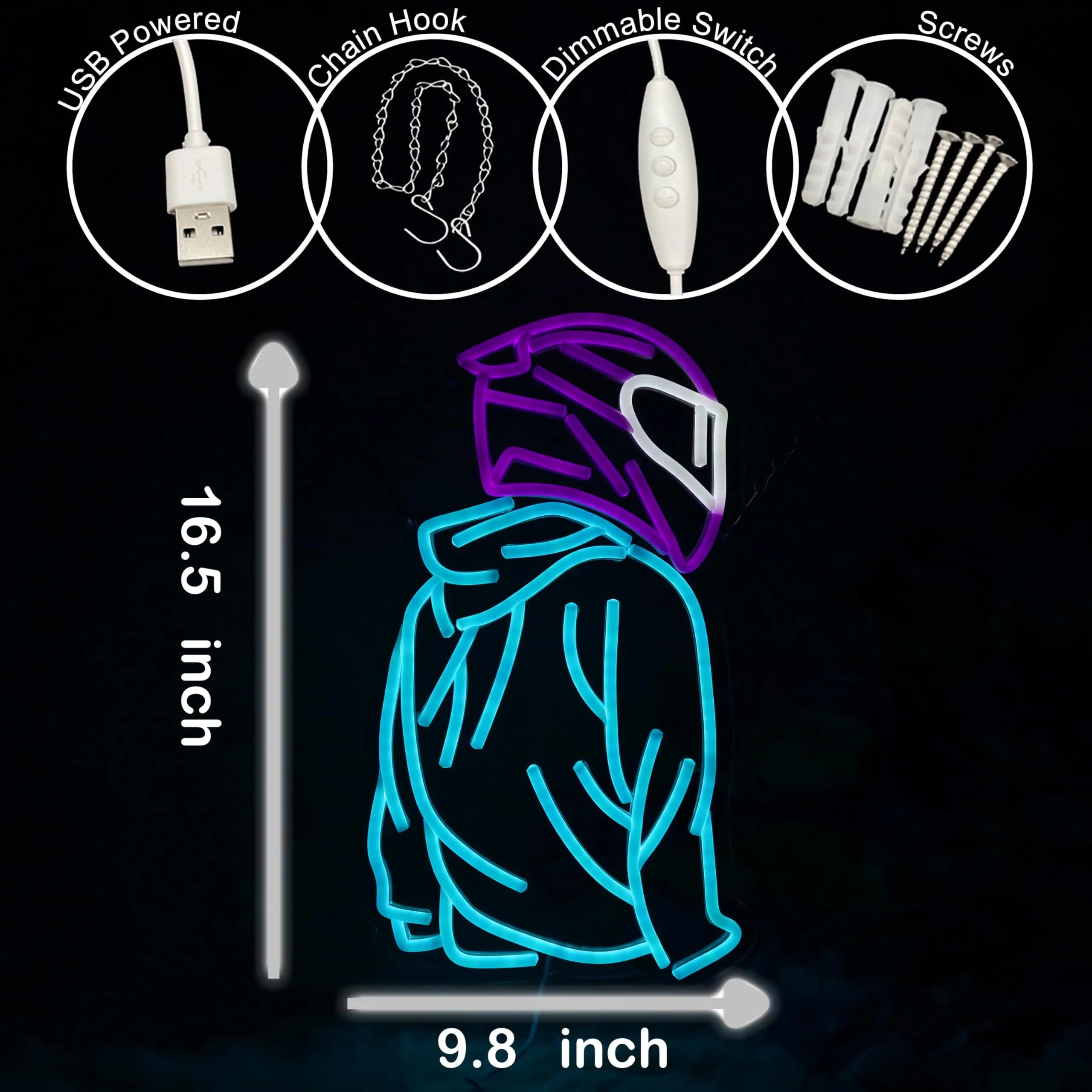 Motorcyclist Neon Sign with Dimmable Motorcycle Helmet LED Light Up for Wall Garage Man Cave Game Room Motorcycle Fan Gift