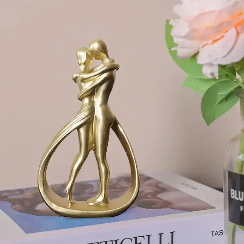 Contemporary Embrace Sculpture: Stylish Abstract Art Piece for Elegant Living Room & Home Decor