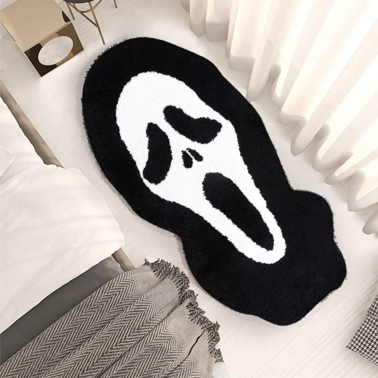 Halloween Ghost Shaped Doormat Non-Slip Absorbent Rug for Entrance Bathroom Home Decoration Durable Floor Mat Cute Spooky Carpet