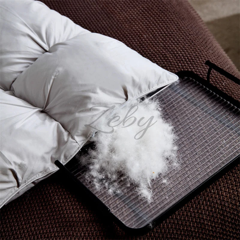 High Grade 100% White Goose Down Quilt Winter Warm Feather Duvet Queen King Cozy Lightweight 3D Bread Comforter Pinch Pleated