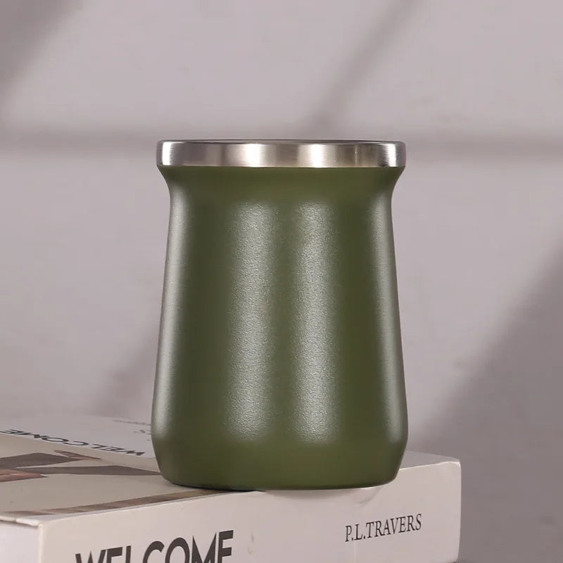 South American Style Double-Wall Yerba Mate Cup – 8oz / 240ml Insulated Flask