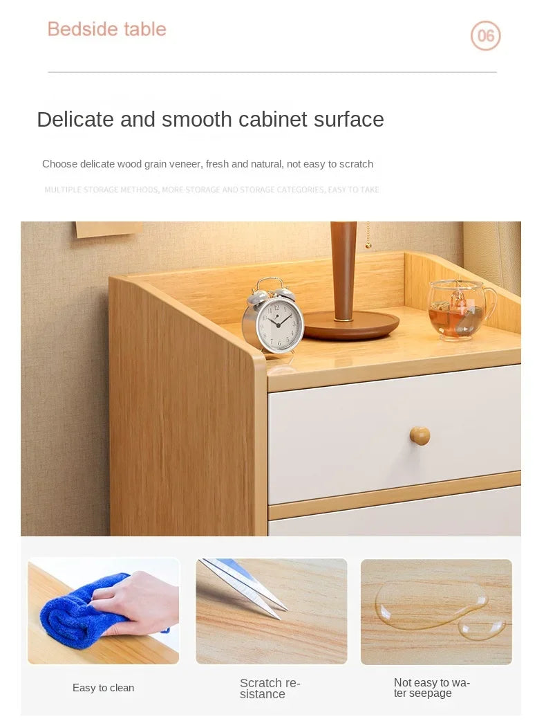 Wuli House Bedside Cabinet – Solid Wood Storage Nightstand