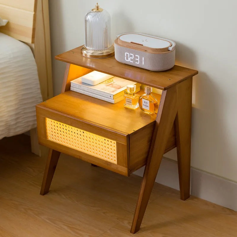 Modern Spa Bedside Storage Cabinet Simple Small Nightstand for Bedroom Home Organization