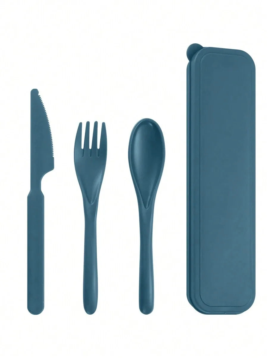 1pcs Plastic knife, fork and spoon cutlery set, reusable, portable cutlery, suitable for school, outdoor, camping, office
