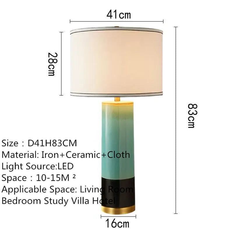 Contemporary Luxury Ceramic Table Lamp LED American Creativity Living Room Bedroom Study Villa Hotel Bedside Desk Light