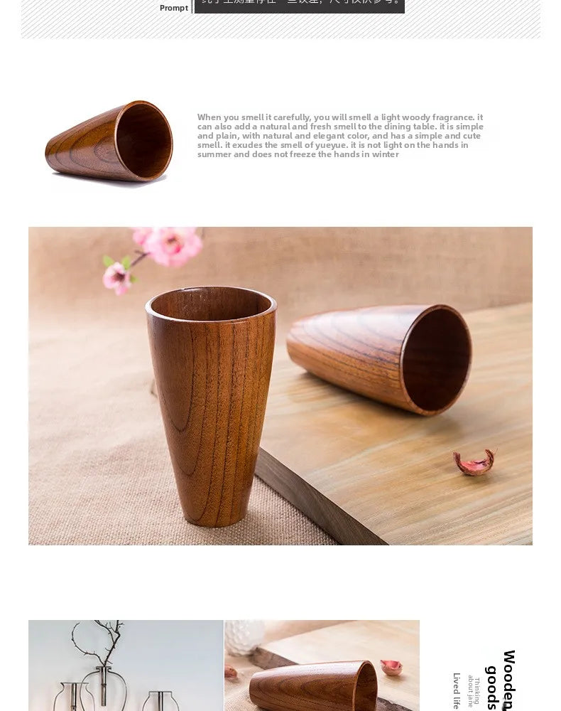 Elegant Solid Wood Teacup – New Chinese Style Anti-Scalding Water Cup
