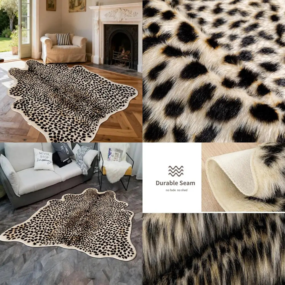 Leopard Print Rug, Cheetah Rugs Faux Cowhide Hide Skin Rug Animal Cheetah Printed Area Rug Carpet for Bedroom Livingroom Home Of