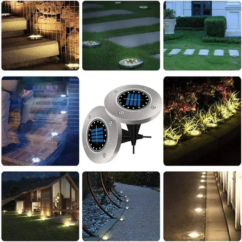 Solar Underground Disk Lights – Outdoor LED Ground Lights (1 / 4 / 8 Pack)