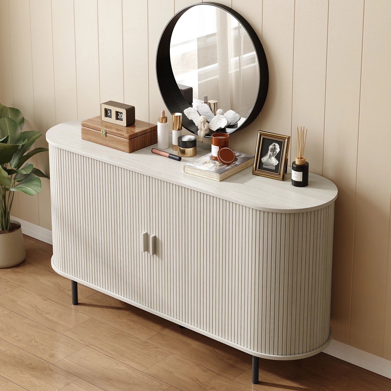 Sideboard Buffet Cabinet with Sliding Door, Storage Cabinet & Adjustable Shelf, Coffee Bar Cabinet Console Table