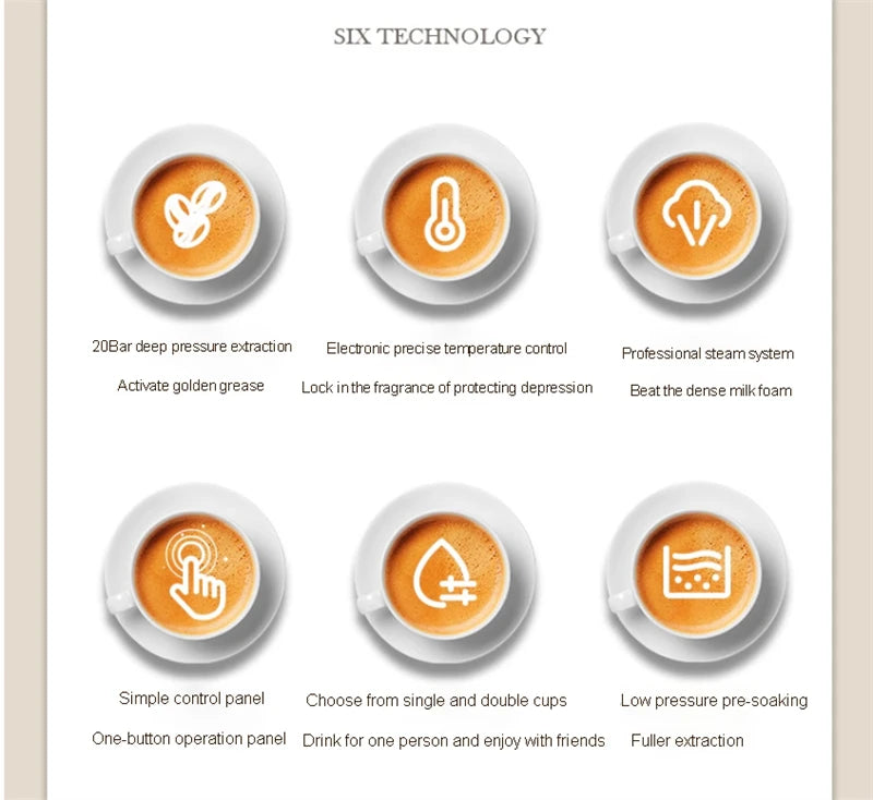 Professional Electric Espresso Coffee Maker – 15 Bar Italian Machine with Automatic Milk Frother