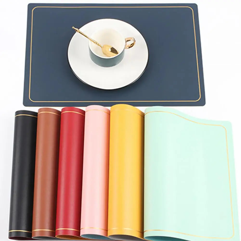 Place Mat for Dining Table Easy to Clean Place Mat Waterproof Faux Leather Double-sided Place Mat Heat Insulation for Kitchen