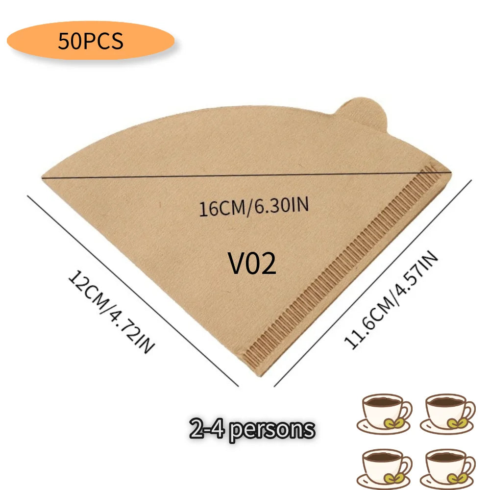 V-Shaped Disposable Coffee Filter Paper Bags – Eco-Friendly Hourglass Brewing Filters (50 / 100 Pack)