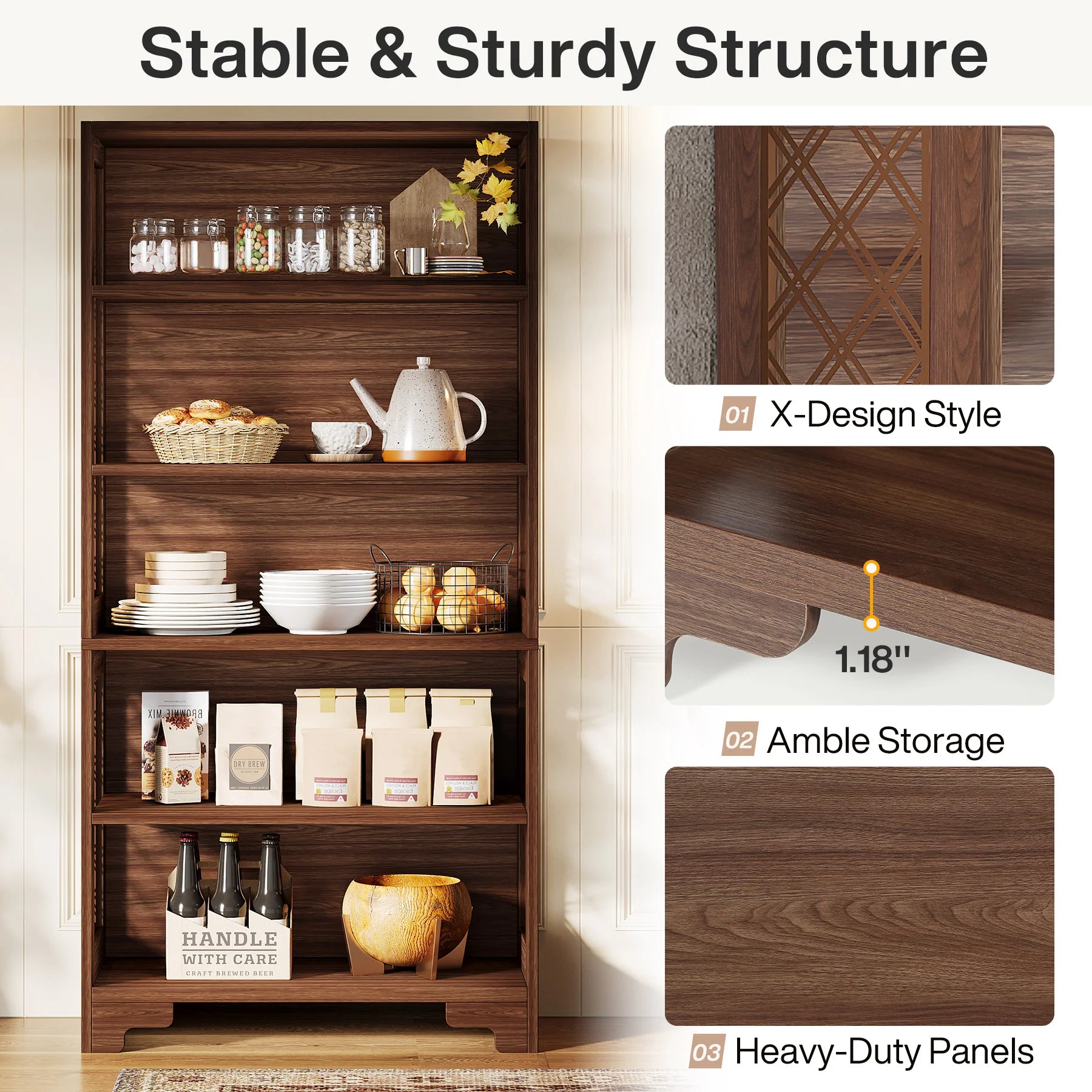 Tribesigns 6-Tier Industrial Bookcase – 71″ Floor-Standing Display Storage Shelf