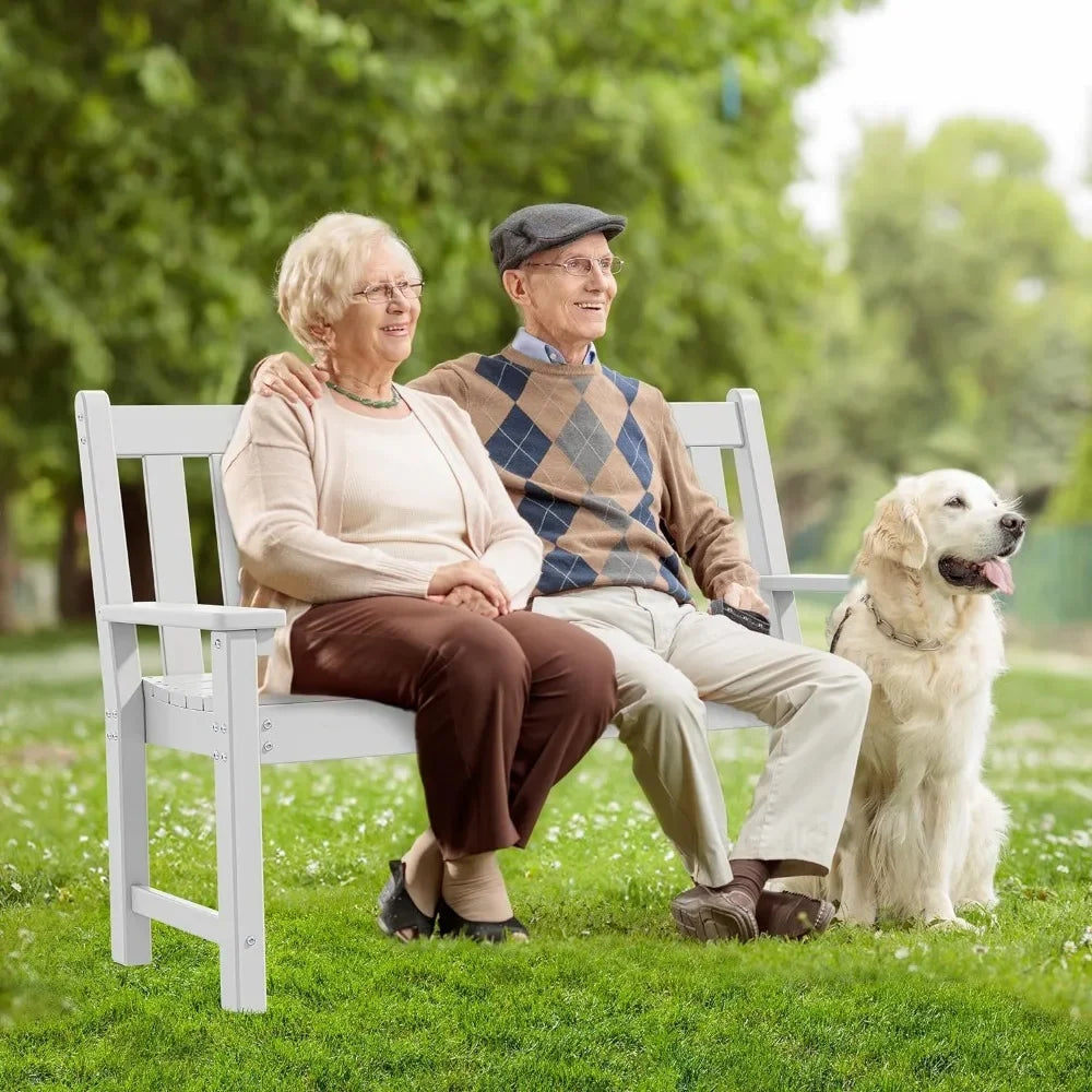 Garden Benches, All-weather Outdoor Benches for 2-3 People, Benches in The Park, Porch, Terrace, and Backyard (white)