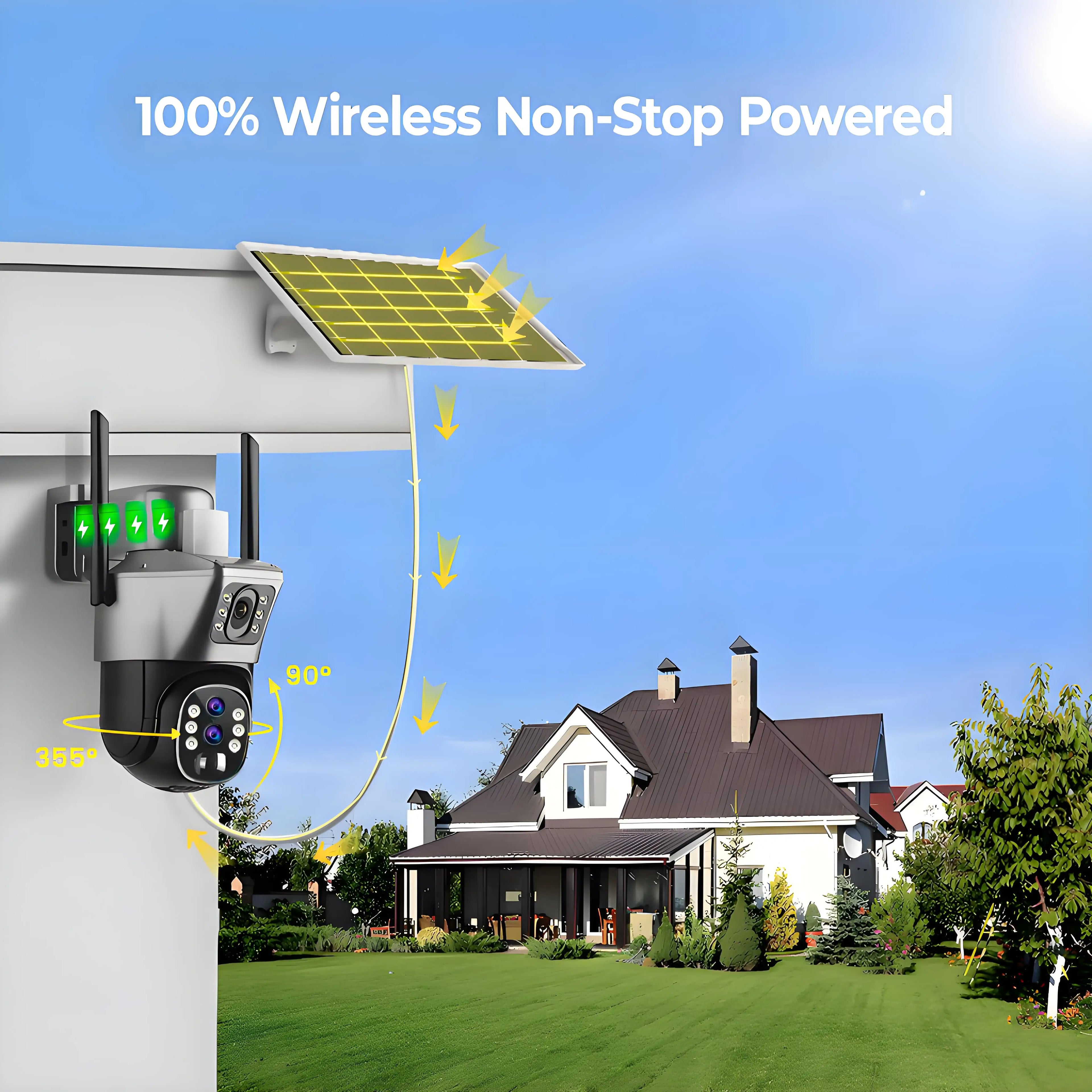 4G SIM Solar Security Camera – 12MP 6K Triple Lens PTZ (10× Zoom)
