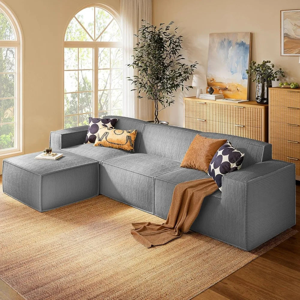 Modular Sectional Sofa, 111" L-Shaped Modular Sectional Couch with Deep Seat, Freely Combinable Sectional Clound Sofa fo