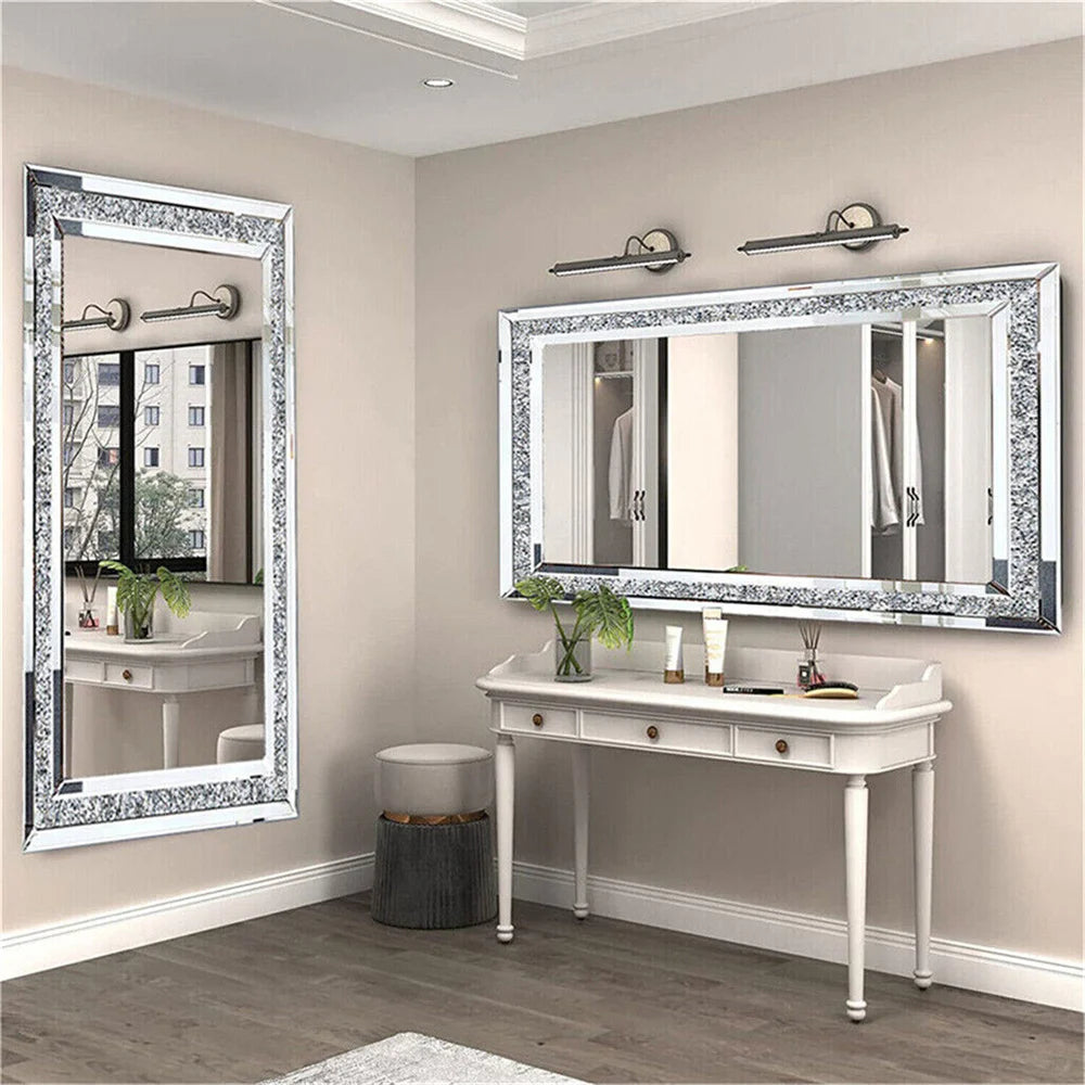 XXXL Diamond Decorative Wall Mirror – Crushed Crystal Full Length