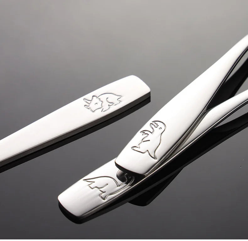 304 Stainless Steel Children's Tableware Set with Pieces Featuring Dinosaur Patterns, Affordable Including Knives Forks Spoons