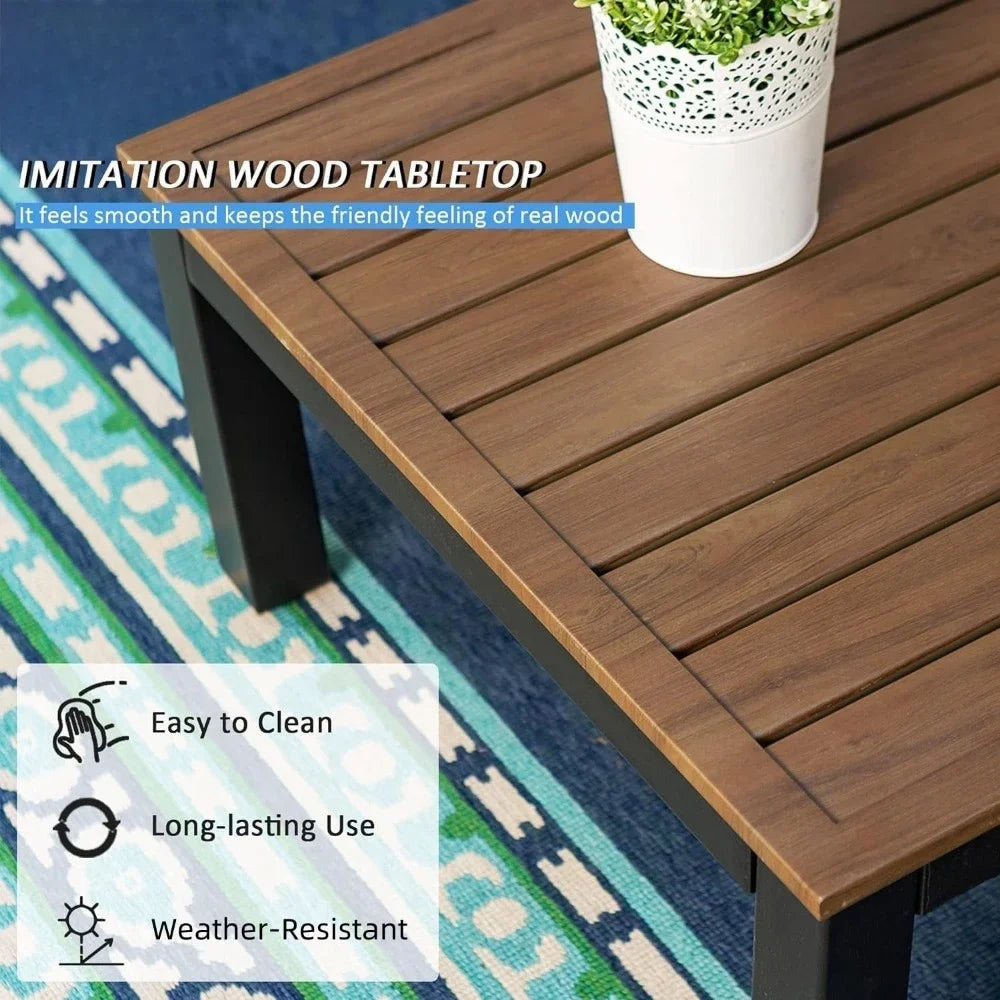 6 Pieces Patio Furniture Set - Outdoor Metal Frame Sectional Sofa Conversation Set with Coffee Table & Removable Cushions for Co