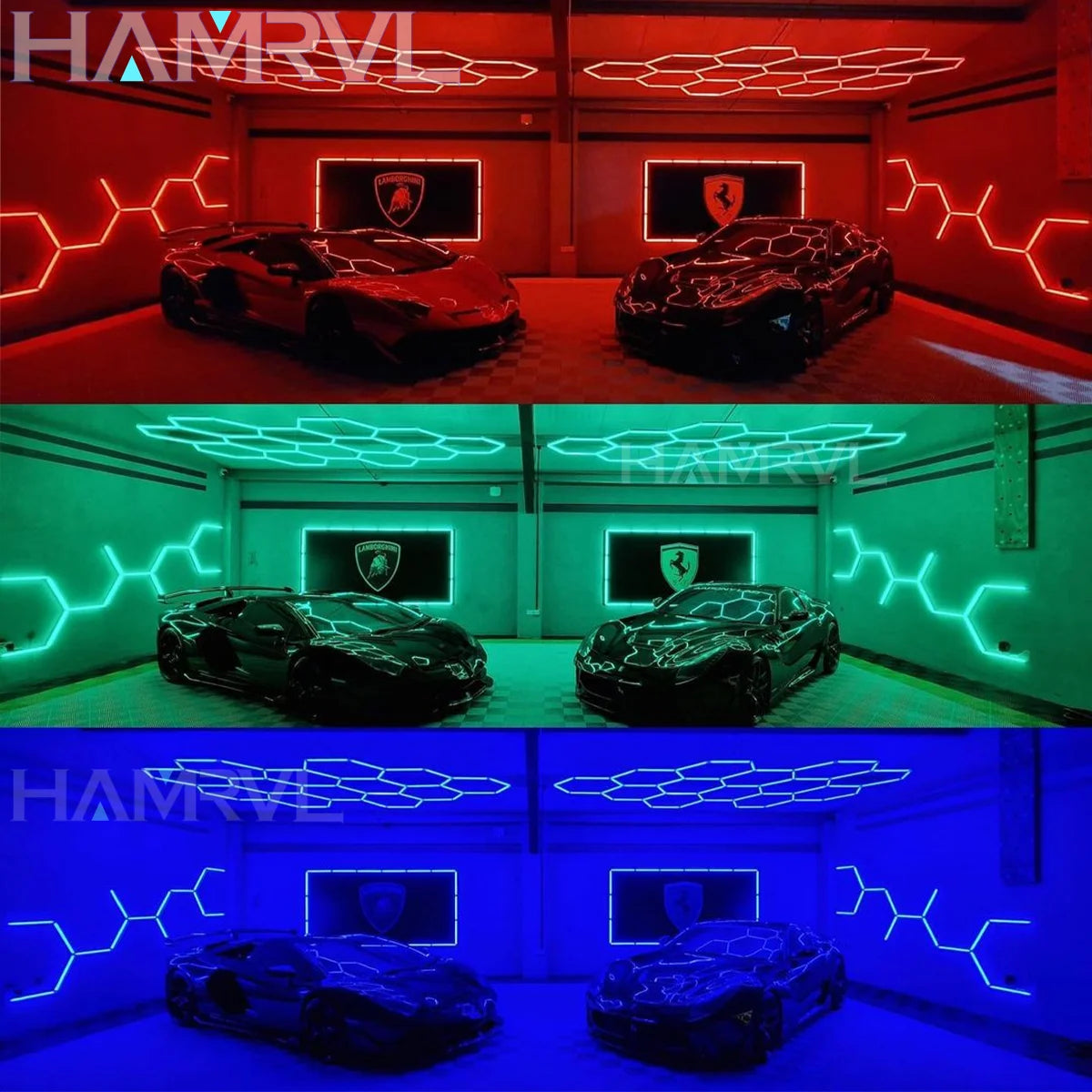 RGB Hexagon LED Garage Light - Hexagon panel light with multi changing music synchronization suitable for gym gaming room party