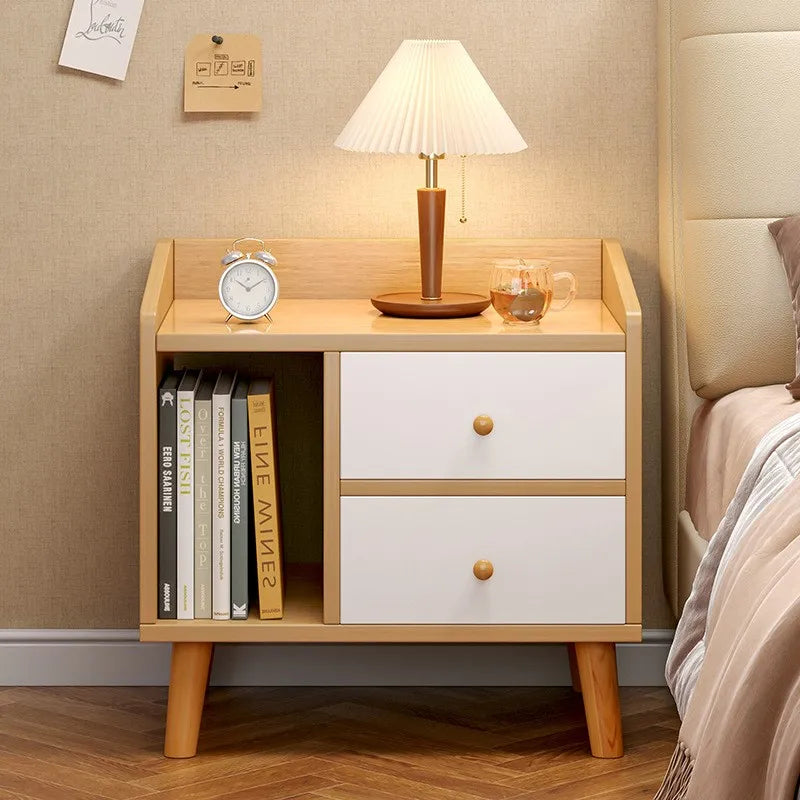Wuli House Bedside Cabinet – Solid Wood Storage Nightstand