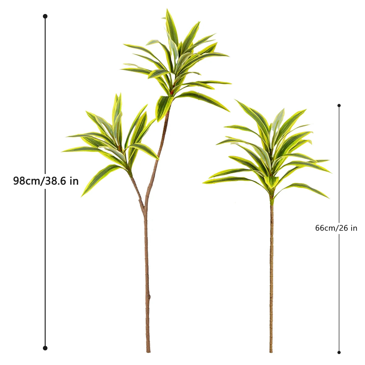 66-98cm Artificial Palm Tree Gold Edge Green Edge Plastic Bamboo Branch Tropical Potted Plant Desktop Plant Wall Decoration