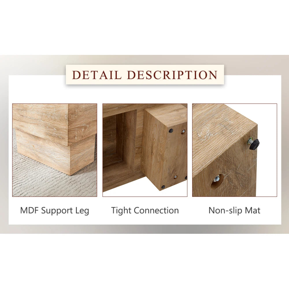 Modern Light Wood Coffee Table – Simple Rectangular Tea & Sofa Table