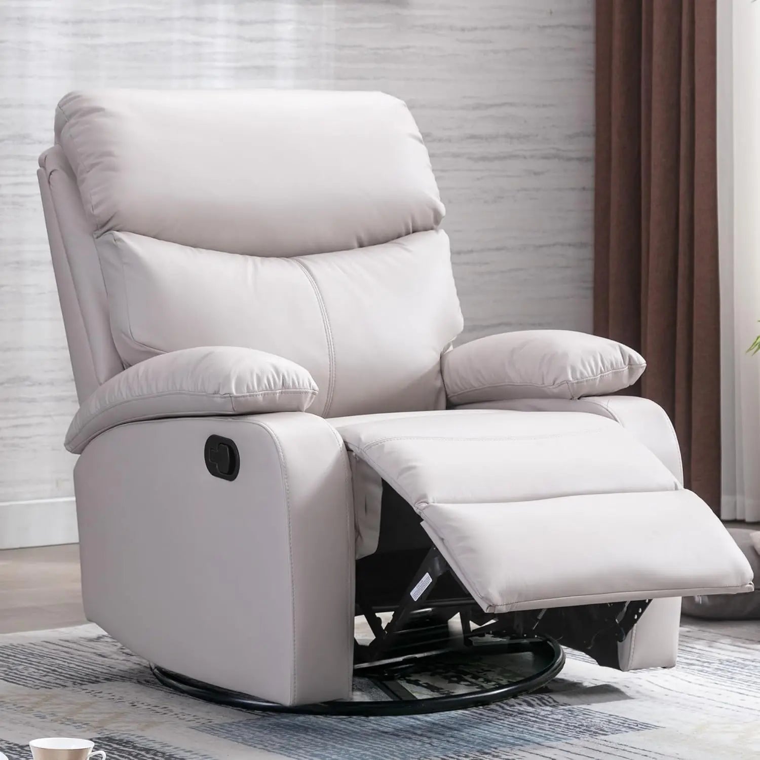 Swivel Rocker Recliner Chair for Adults, Glider Recliner Sofa for Nursery, Living Room, RV - Beige