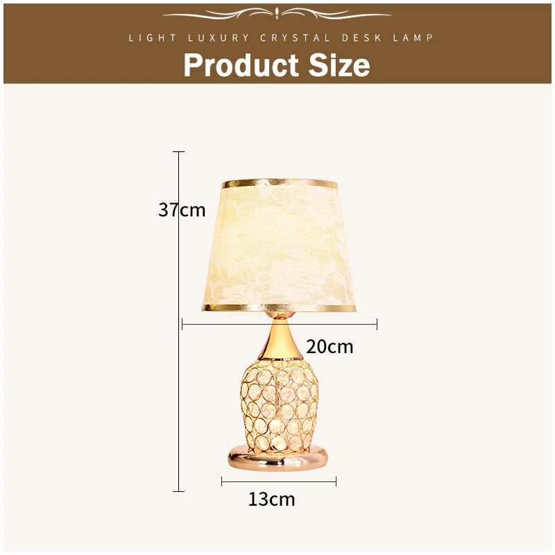 European-Style Crystal Table Lamp Ins Simple Modern Bedroom Warm Romantic Fashion Creative Decorative Bedside Lamp