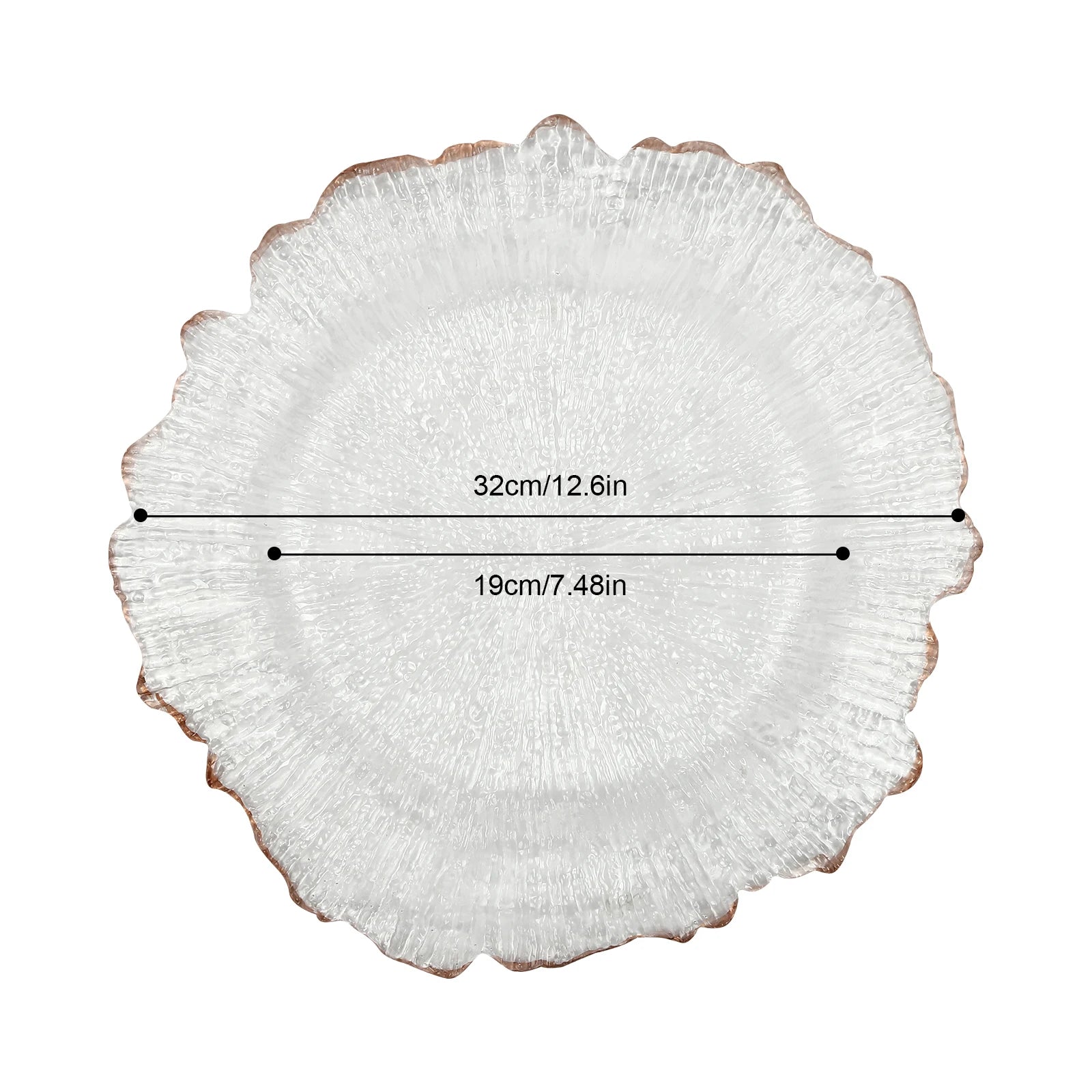 25PCS Rose Gold Charger Plates – Clear 32cm Decorative Table Chargers