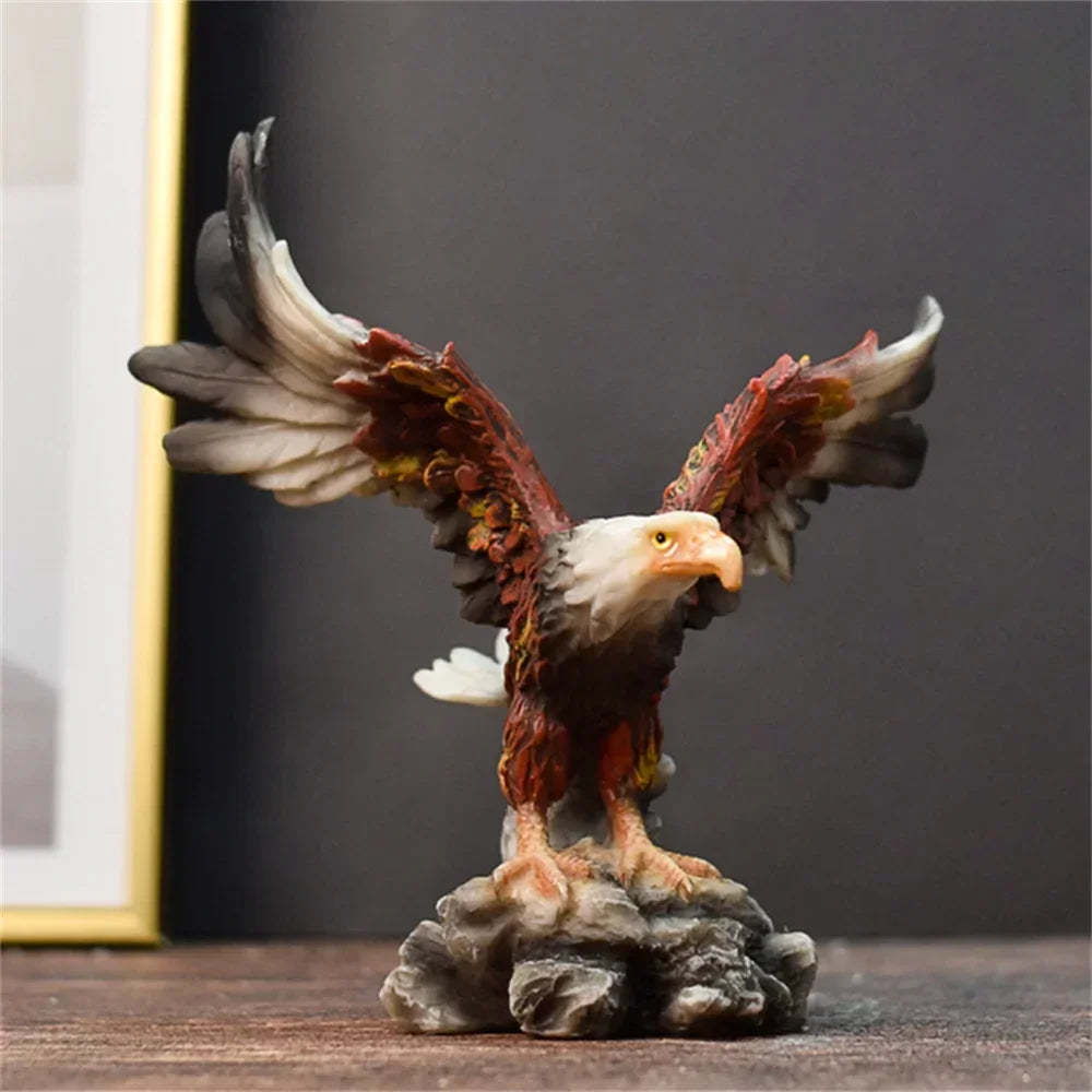Eagle Statue Resin Animal Ornament Color/Gold Falcon Sculpture Home Decoration Crafts Office Figurines Desktop Accessories Gift