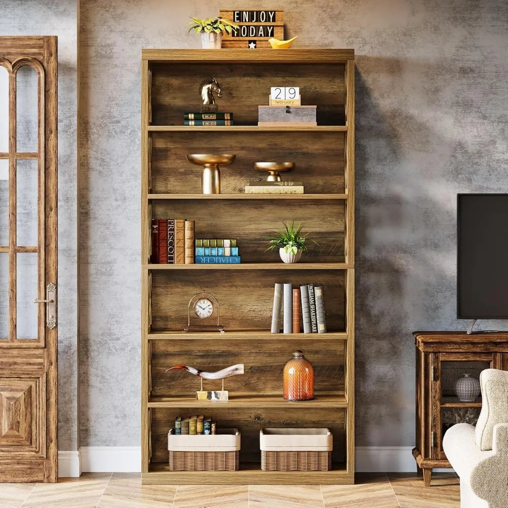 74.8″ Tall 7-Tier Industrial Bookcase – Floor-Standing Open Storage Shelves