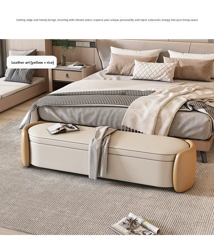 Modern Faux Leather Storage Ottoman Bench – Upholstered End-of-Bed Seat