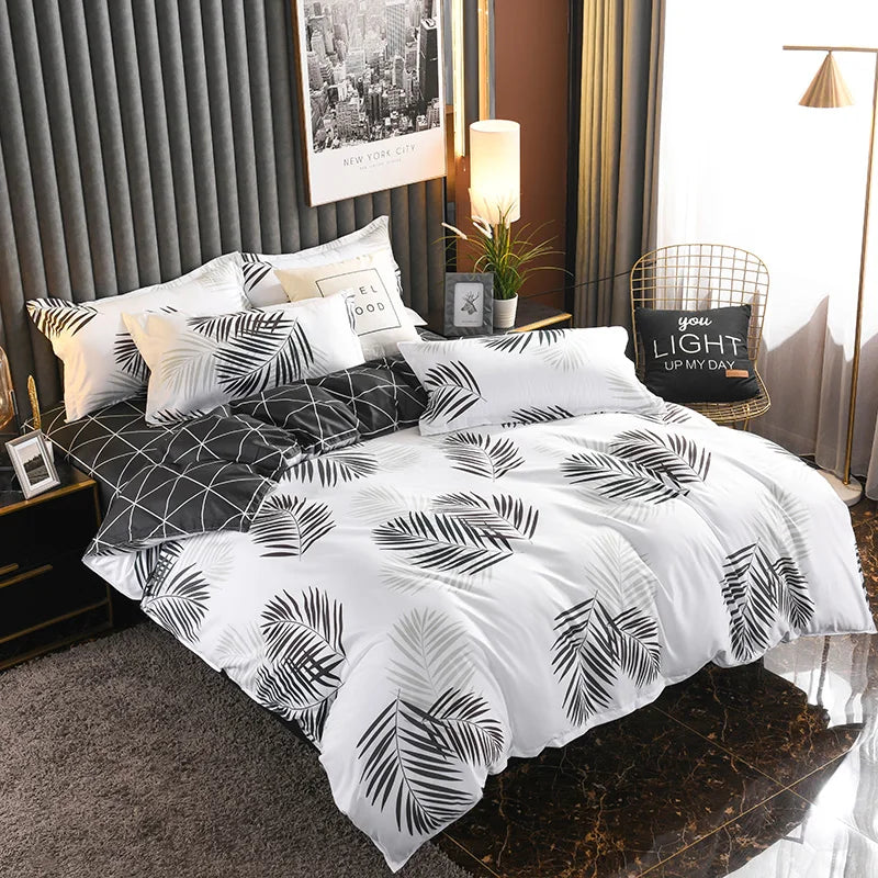 1Pc Ins Style Aloe Vera Cotton Quilt Cover Set Pillowcase Suitable for Bedroom Apartment, Suitable for All Seasons, Skin-Friendly and Comfortable 150/180/200cm(1Pc Quilt Cover + 2Pc Pillowcase)