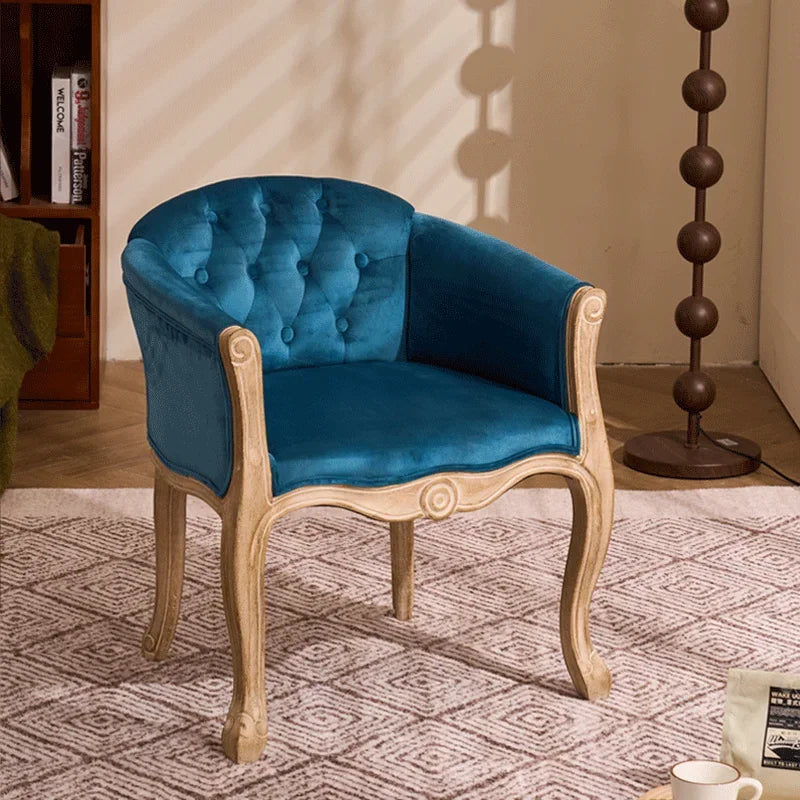 European Solid Wood Leisure Sofa Chair – Antique-Style Accent Armchair