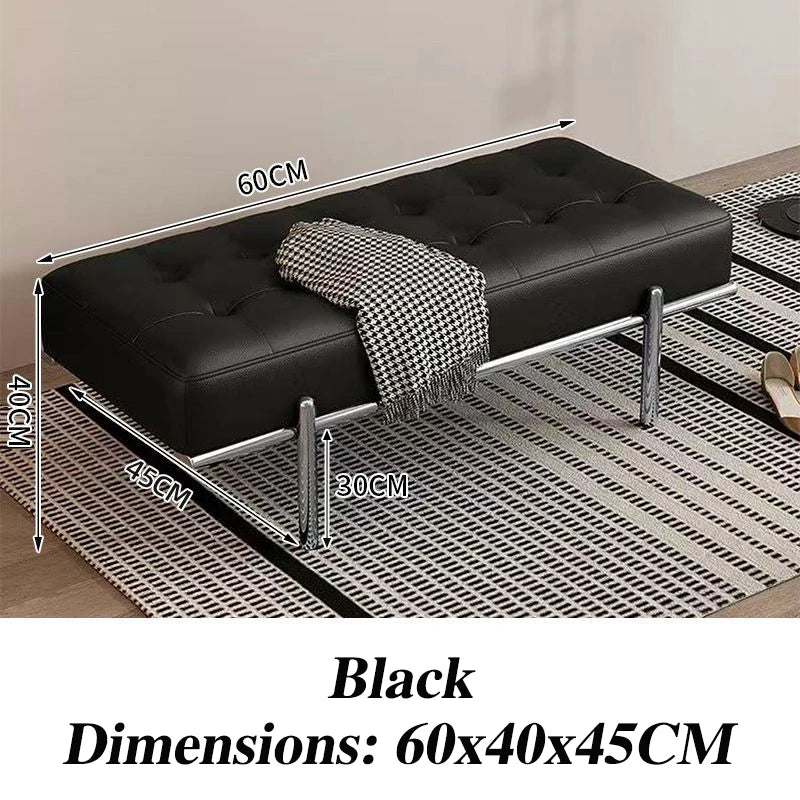 Luxury Leather Ottoman Bench – Hallway Shoe Changing & Lounge Seating
