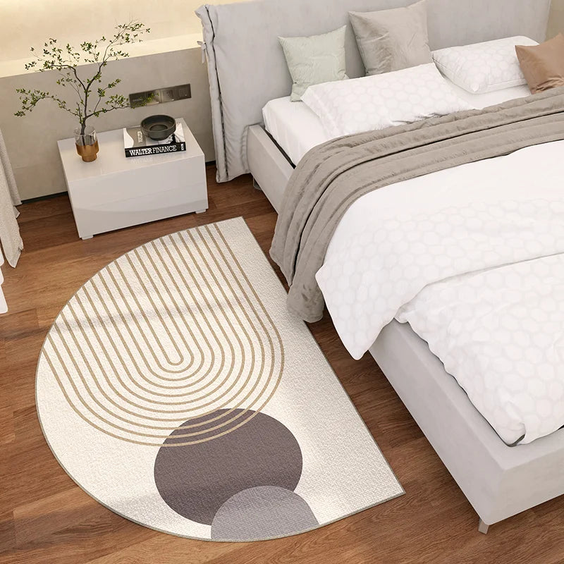 VIKAMA Simple Lines Semi-Circular Carpet Durable And Easy To Clean Home Bedroom Bedside Rug Entrance Doormat Home Decor