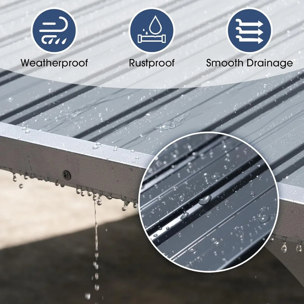 10x14 FT Patio All-Iron Gazebo,with Roof, Wall Mounted Heavy Duty Awnings,Hard Top Lean to Gazebo Pergola