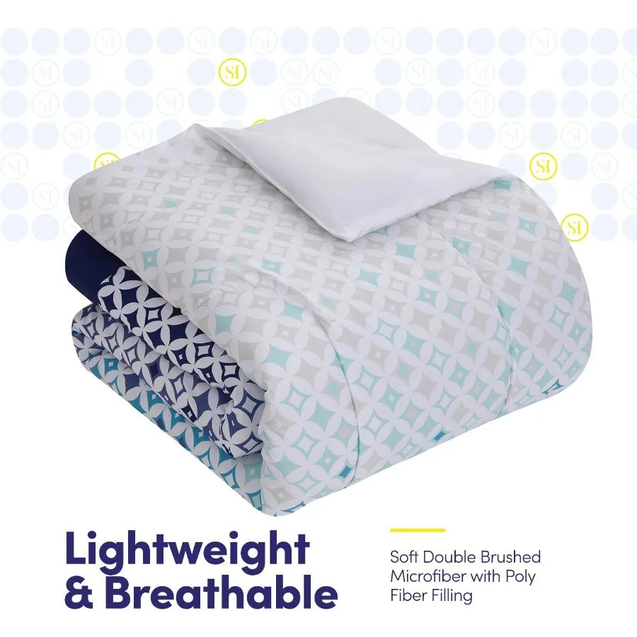 5 Piece Comforter Set Bag Solid Color All Season Soft Down Alternative Blanket Luxurious Microfiber Bed Sheets Genova Twin