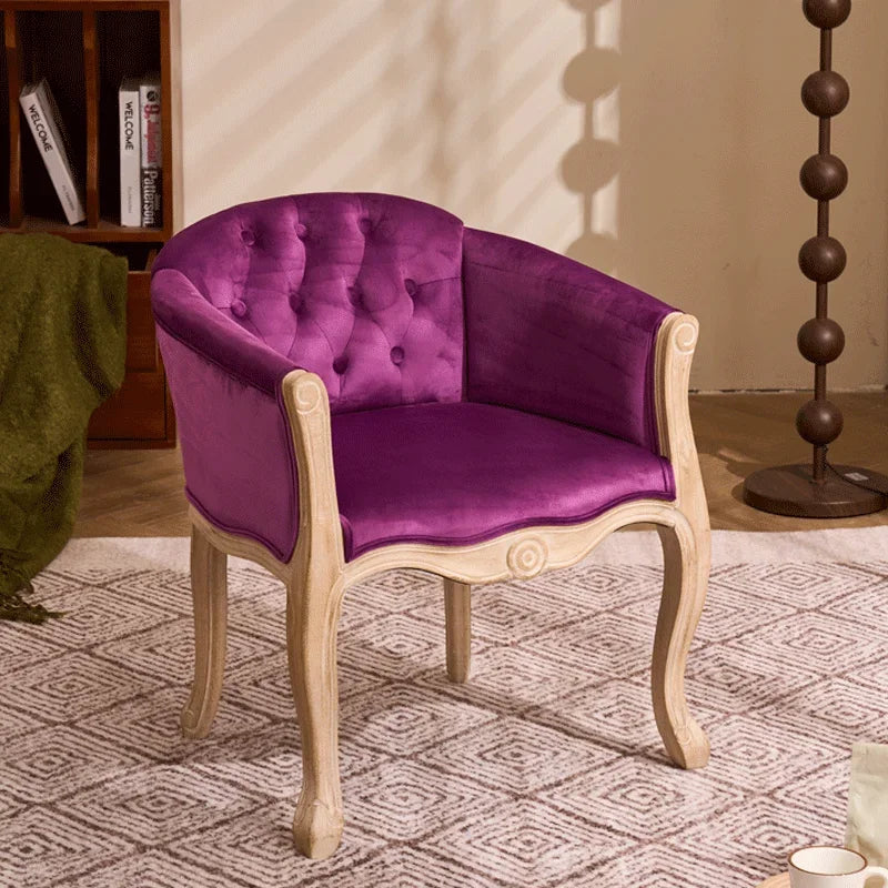 European Solid Wood Leisure Sofa Chair – Antique-Style Accent Armchair