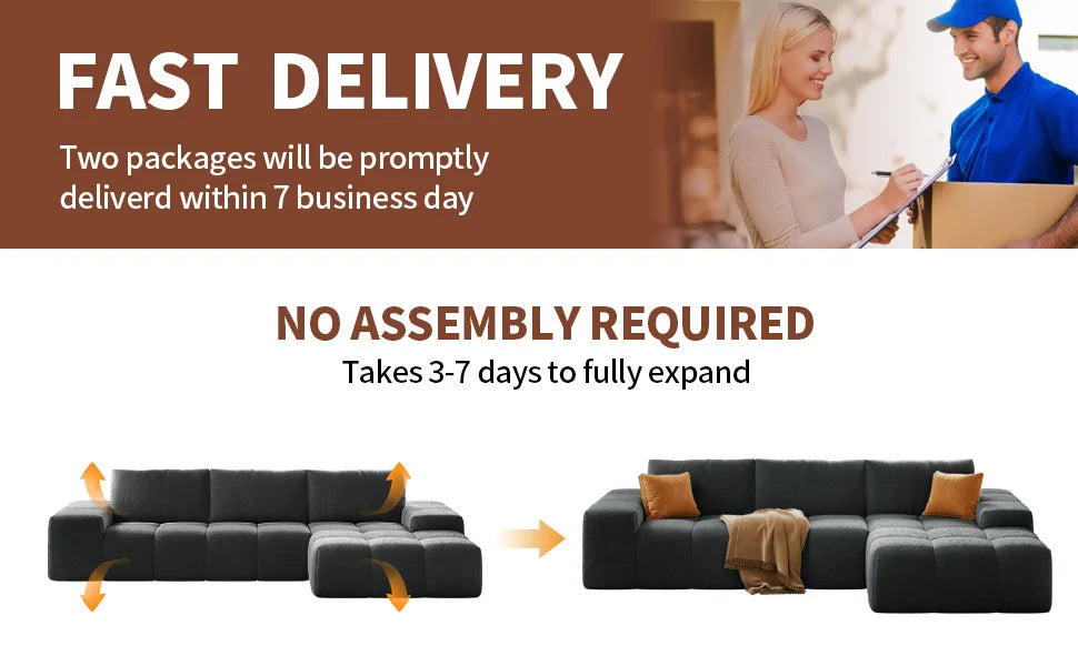 Modern L-Shaped Sectional Sofa, Modular Living Room Couch, Blue Fabric Upholstery, Contemporary Design for Home, Office (