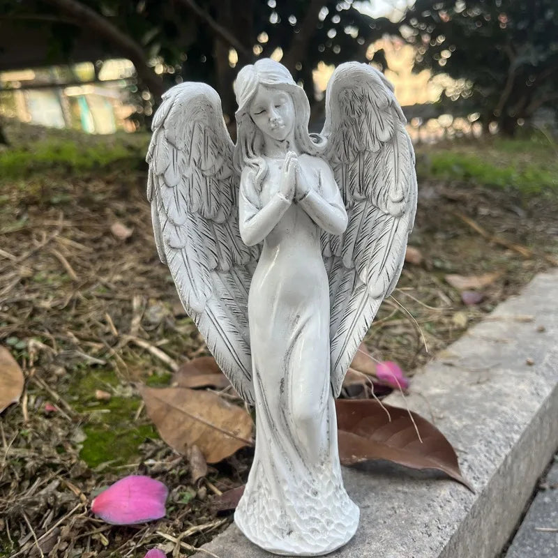 1Pcs Resin Gardening Ornaments Garden Sculpture Angel Decoration Atmosphere Angel Prayer Home High-end Elegance