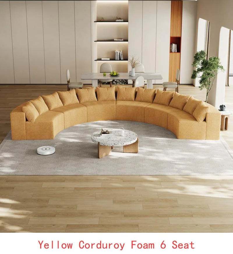 Curved Modular Sectional Foam Sofa with 12 Pillows, Semi-Circular Design for Living Room, Bedroom, Office, Leisure, Nap,
