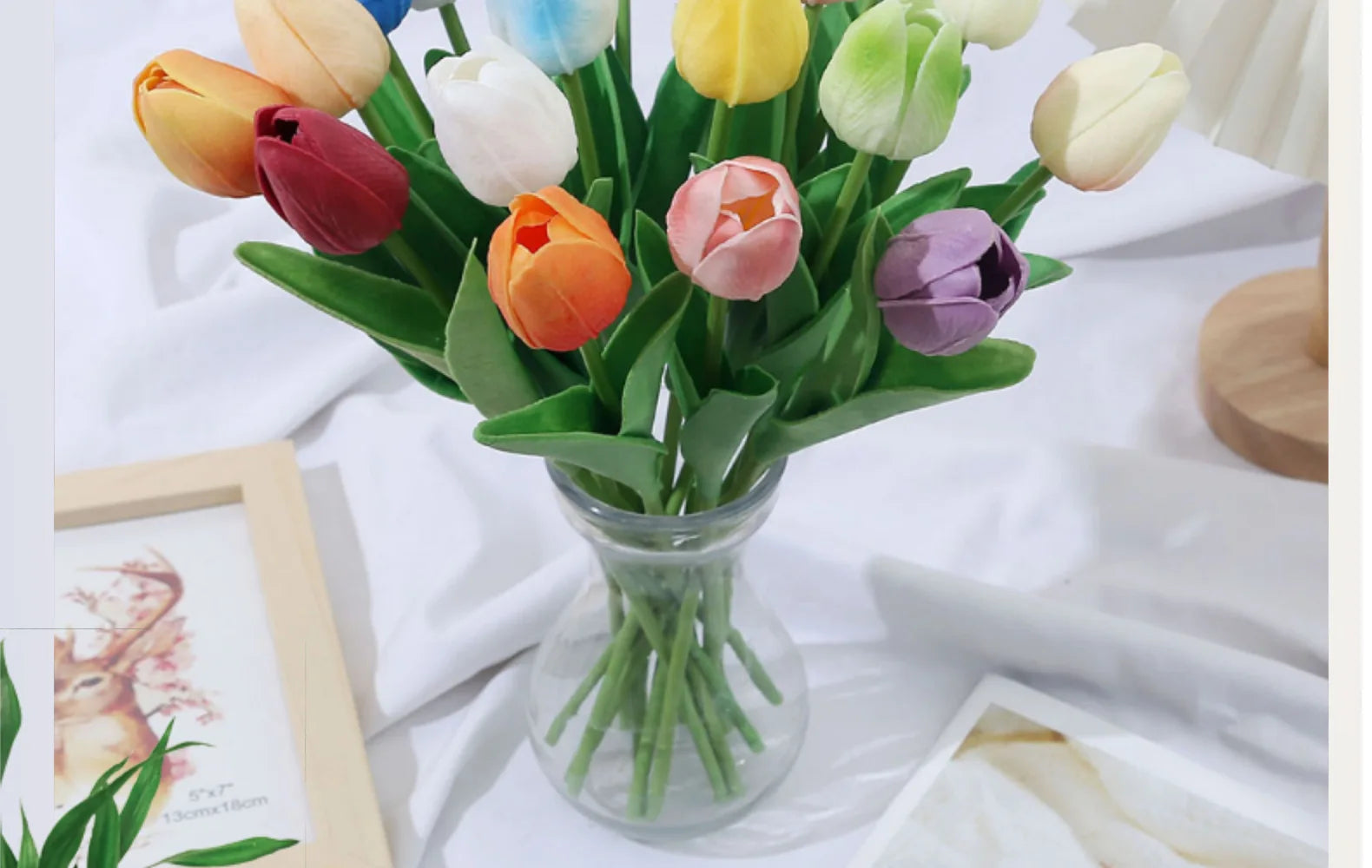 Artificial Tulip Stems – White PE Foam Flowers (33 cm, 1 / 3 / 5 / 10 Pack)