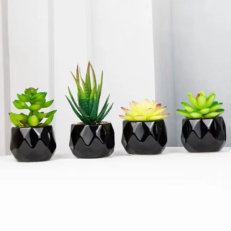 Artificial Succulent Bonsai Plants With Pottery Pot For Room Decoration Office Table Home Garden Decor