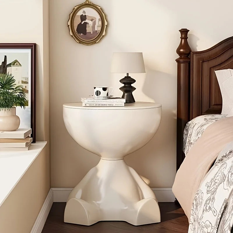 Bedside Table, Home Sofa Edge, Circular Coffee Table, Mini Bedside Table with Storage Space, Suitable for Small Space Decoration